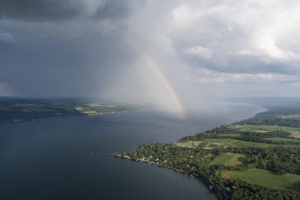 Rainbow over Cayuga Lake photo by William Hecht