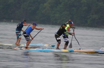 Five Paddleboarders on Cayuga Lake Photo by Elton Closs